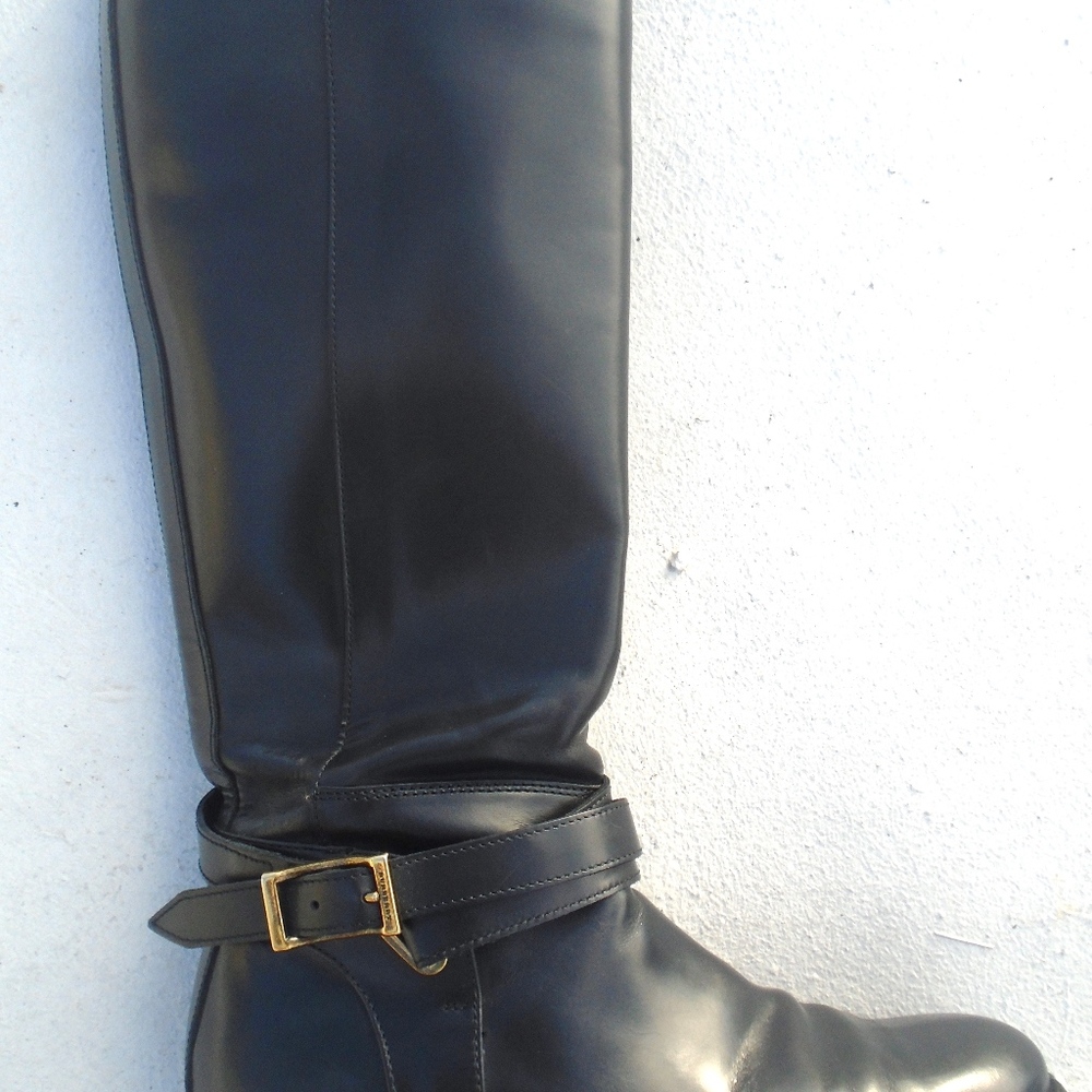 FIRM! BURBERRY BLACK EQUESTRIAN RIDING BOOTS SZ 39 - Picture 4 of 8