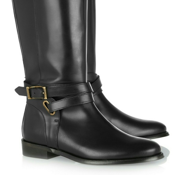 FIRM! BURBERRY BLACK EQUESTRIAN RIDING BOOTS SZ 39 - Picture 2 of 8