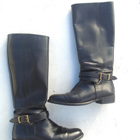 FIRM! BURBERRY BLACK EQUESTRIAN RIDING BOOTS SZ 39 - Picture 3 of 8