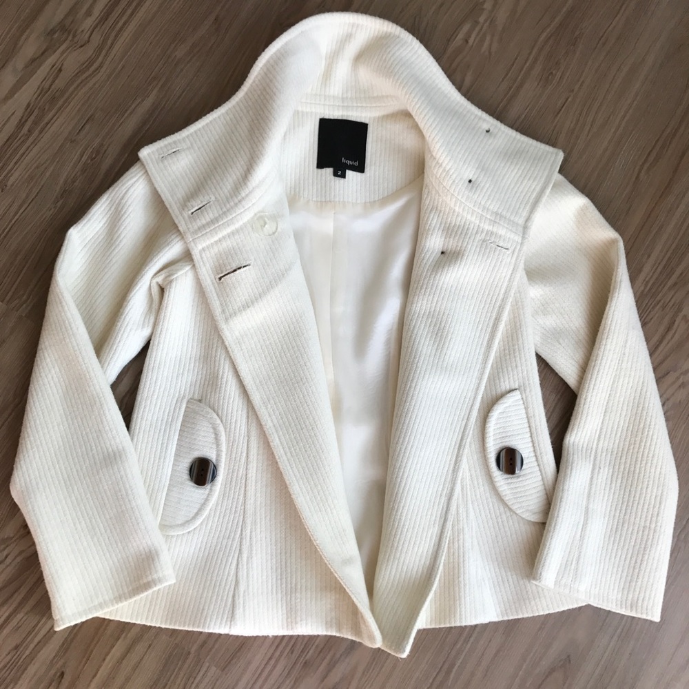SOLD Liquid Funnel Neck Luxury Cream Jacket 2 - Picture 5 of 8