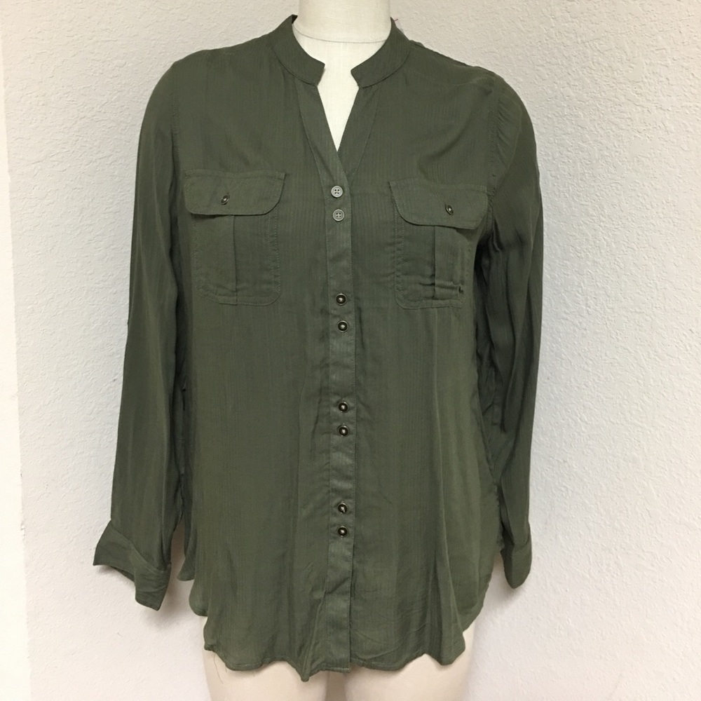 NWT olive button down
