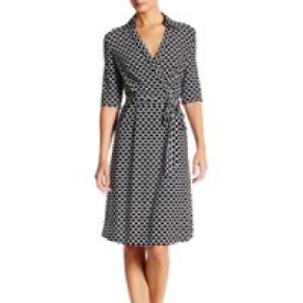 Donna Ricco Wrap Dress in B & W zig zag print (L)