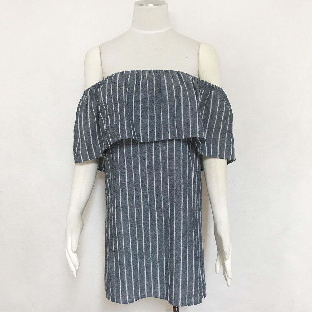 Off Shoulder Striped ruffle Bohemian Hippy Dress