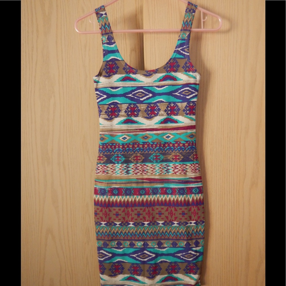 Teal and purple Aztec bondage dress