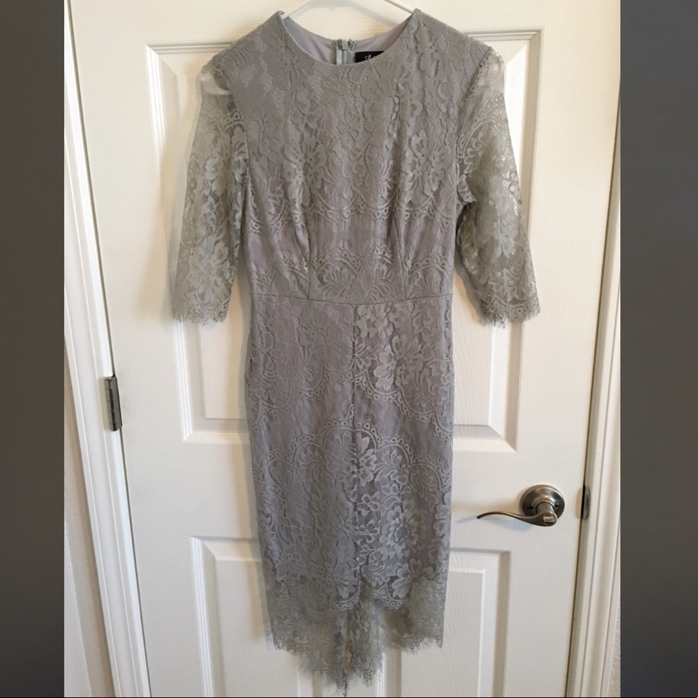 Lulus Light Gray Lace Dress