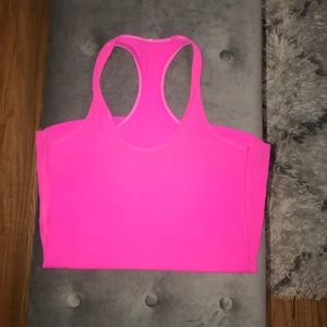 Bright pink racerback tank top