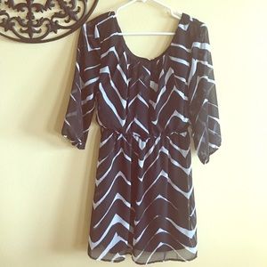 AUW Black and White Chevron Dress