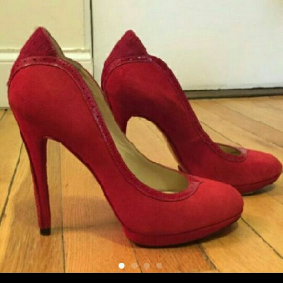 Brian Atwood Shoes - Brian Atwood red suede pumps