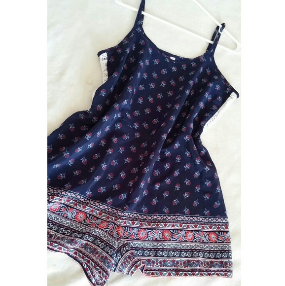 Xhilaration Navy Blue Floral Romper *BUNDLE ONLY* - Picture 1 of 3