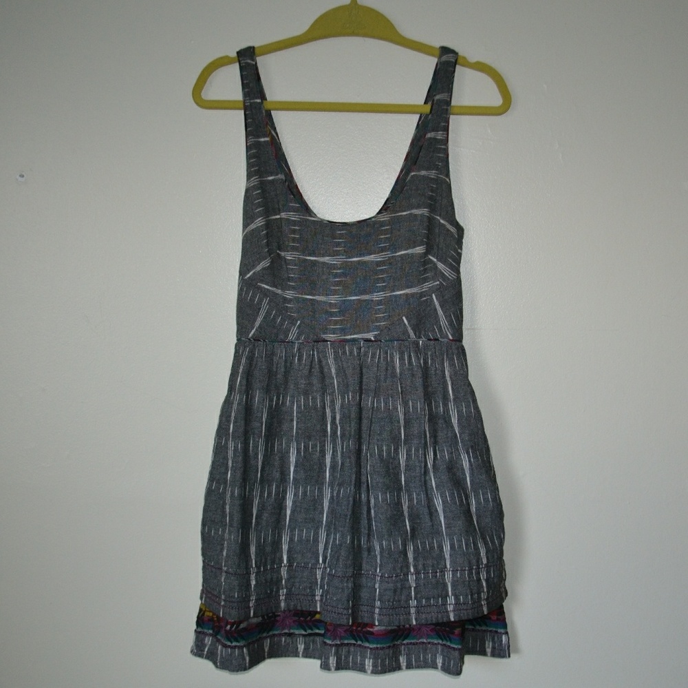 Gray & White Dress with Tribal Print Bottom