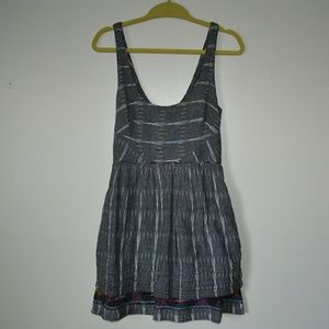 Gray & White Dress with Tribal Print Bottom