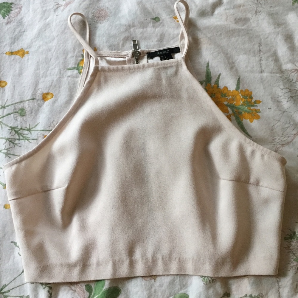 Creamy halter crop