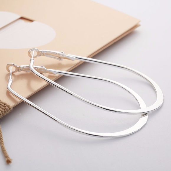 Sterling Silver Rounded Hoops - Picture 3 of 3