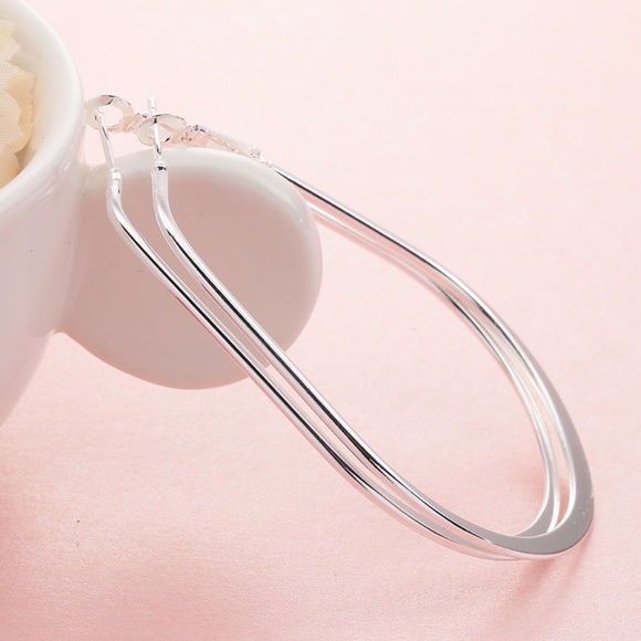 Sterling Silver Rounded Hoops - Picture 2 of 3