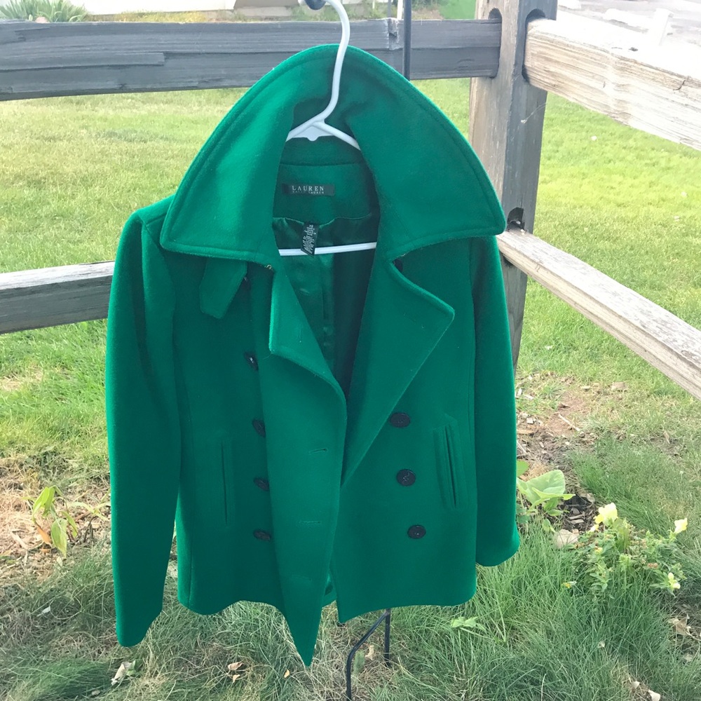 Lauren by Ralph Lauren Emerald green pea coat