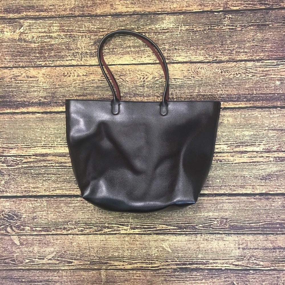 Bath & Body Works Faux Leather Tote Navy Burgundy
