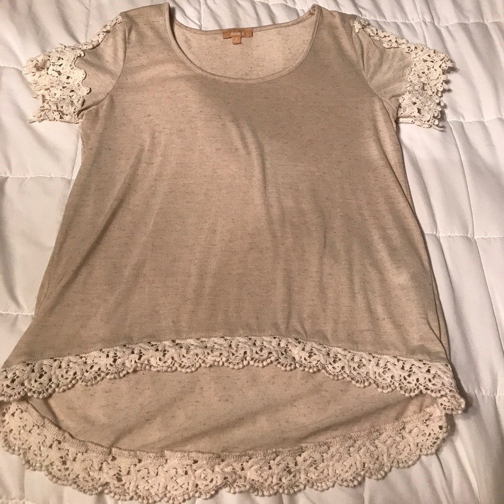 High low tan lace top!