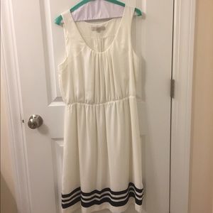 Loft off white dress with blue stripes.