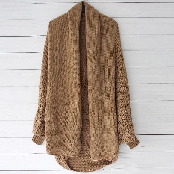 Mixed Knit Shawl Collar Cocoon Cardigan Sweater - Picture 7 of 7