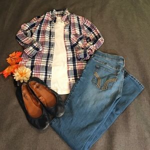 SO Flannel Shirt with White Ribbed Tank Top