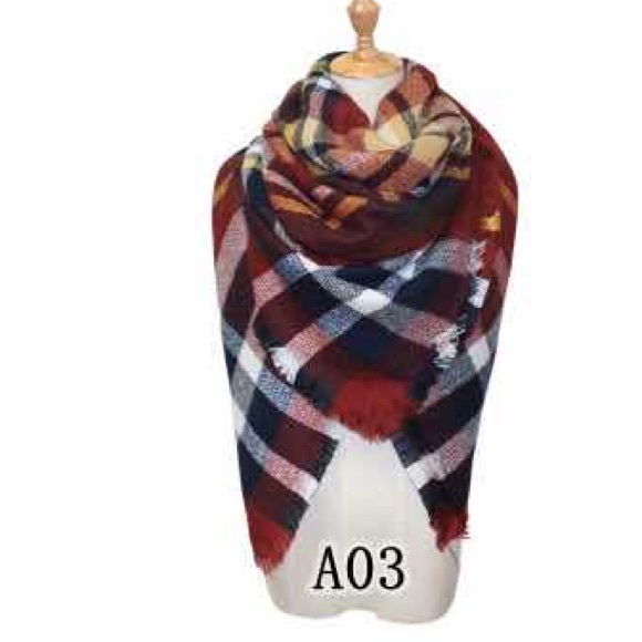 🌲🌲🌷New Red Plaid Tartan Blanket Scarf - Picture 5 of 5
