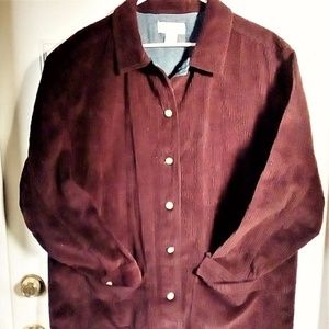 Maroon Corduroy Shirt/Jac with Patch Pockets Tall