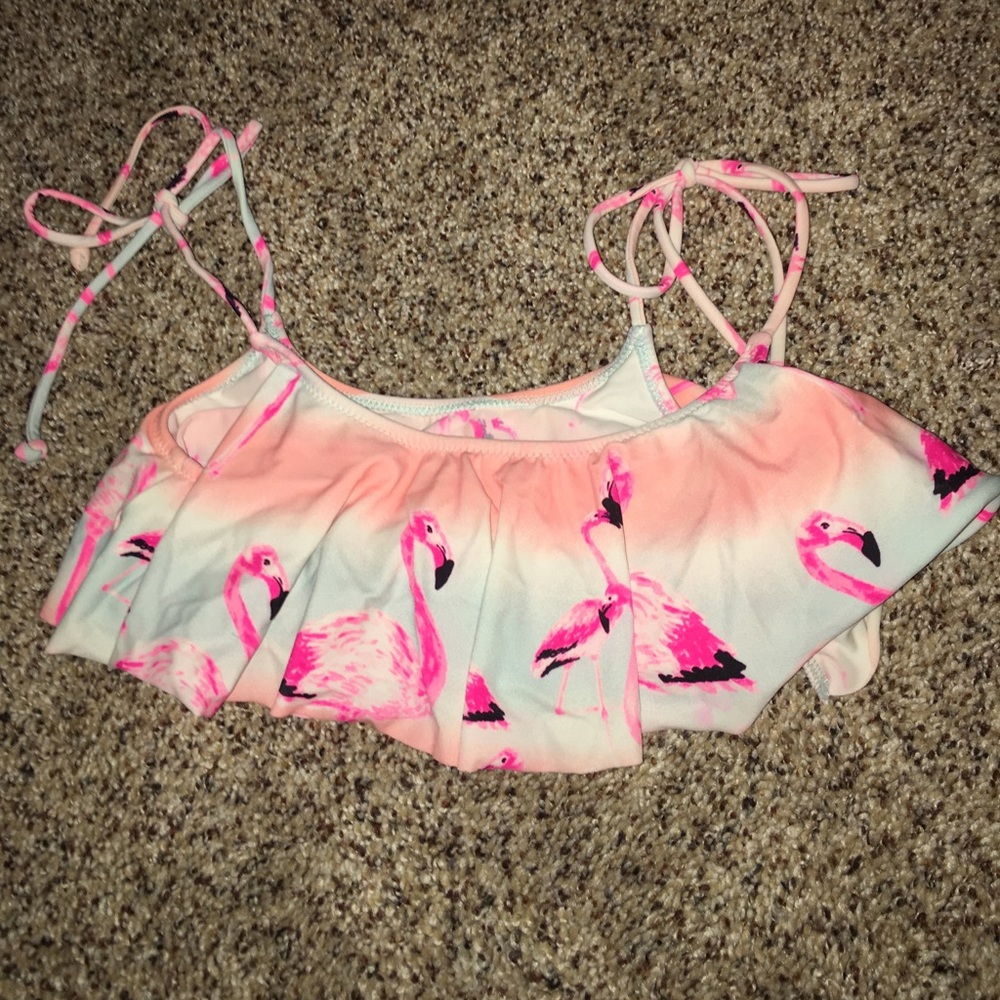 PINK tie-dye flamingo swim top
