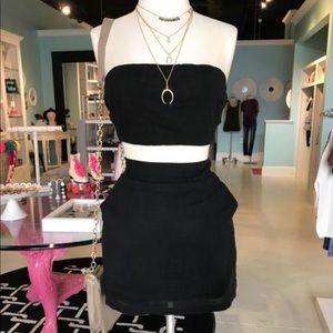 2 piece black set - tube top & mini skirt sz M