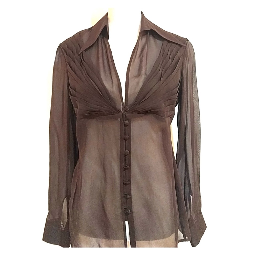 Silk Moda International Brown Semi Transparent Top - Like New