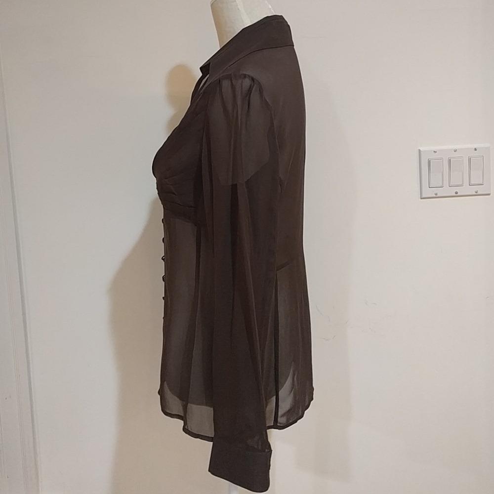 Silk Moda International Brown Semi Transparent Top - Like New - Picture 2 of 4