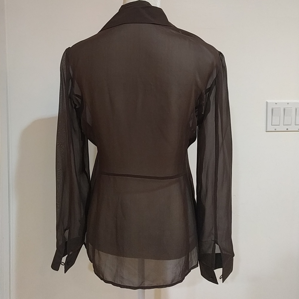 Silk Moda International Brown Semi Transparent Top - Like New - Picture 3 of 4