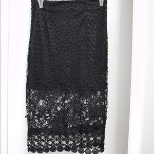 NWT Angl Pencil Skirt With Crochet Overlay