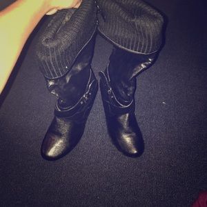 Black faux leather boots