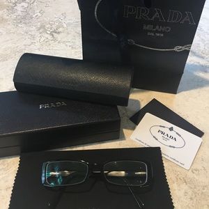 Authentic Prada Black Reading Glasses, Case, Bag