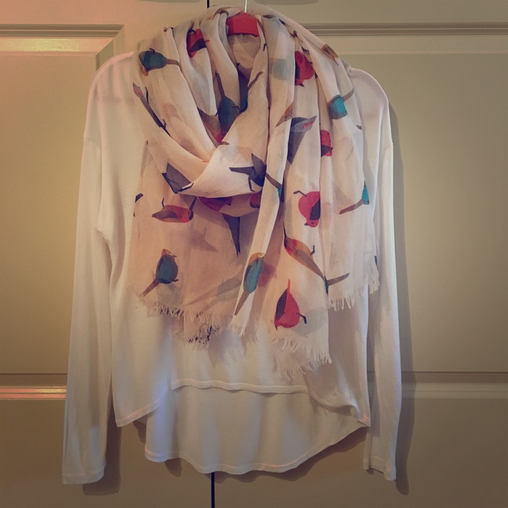 Boho chic white long sleeve tee