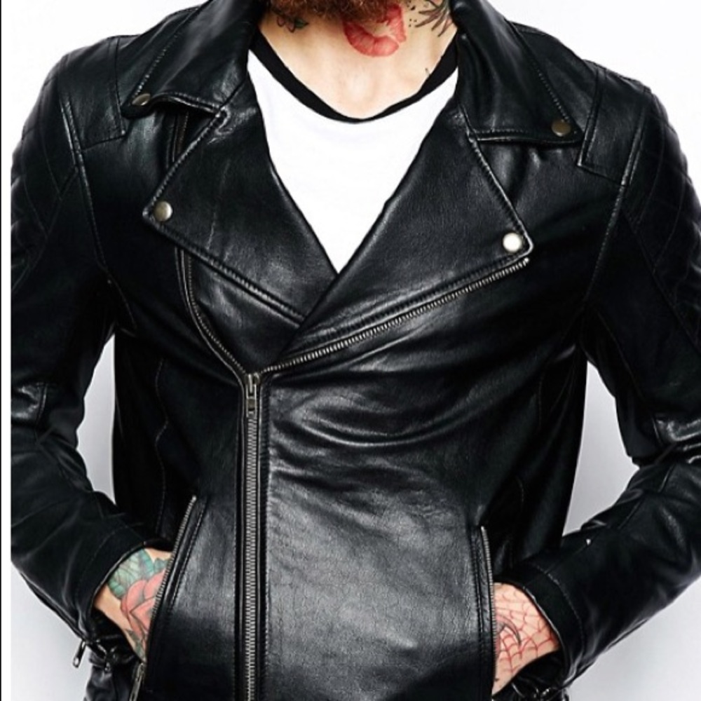 Asos men's biker leather jacket.