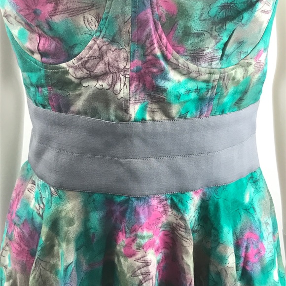 Elizabeth James Strapless Floral Dress Corset Silk - Picture 4 of 9