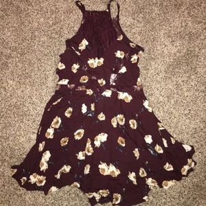 Kendall and Kylie maroon floral dress