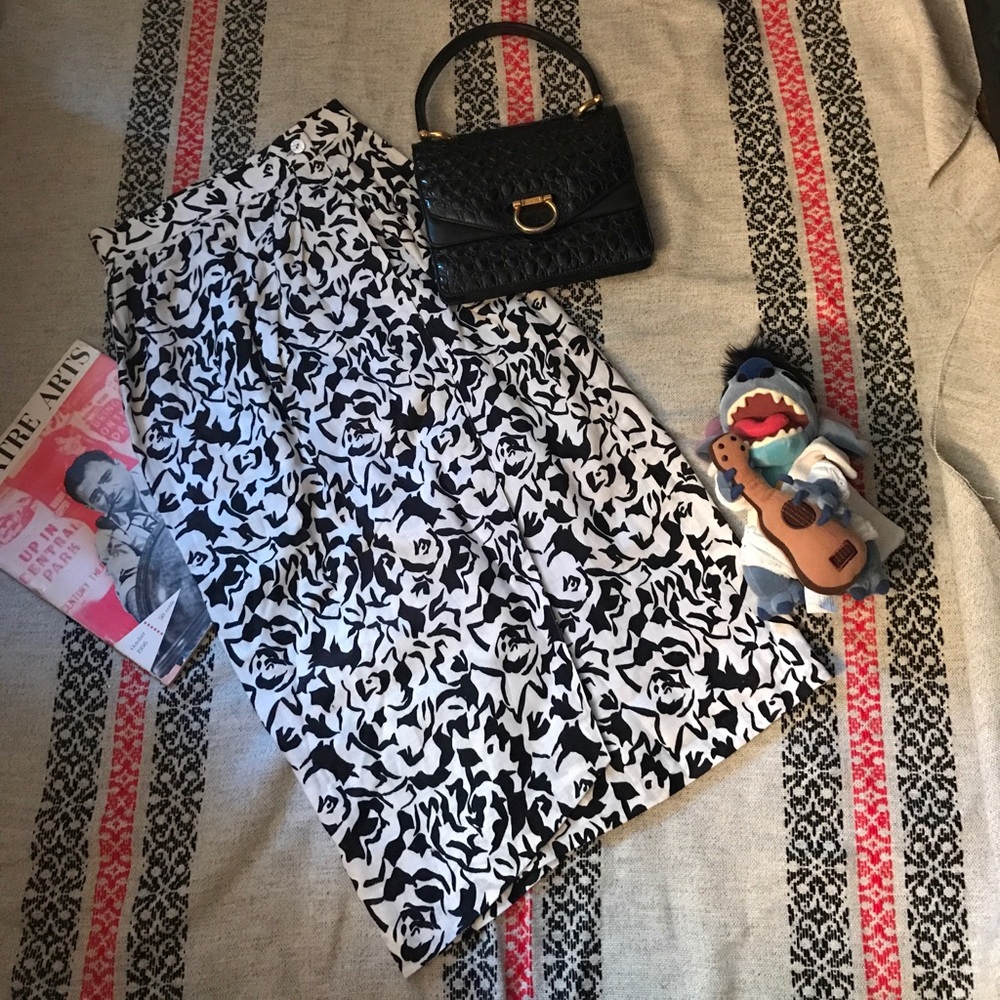 Lanerossi Italy wrap skirt sz 42 silk black white