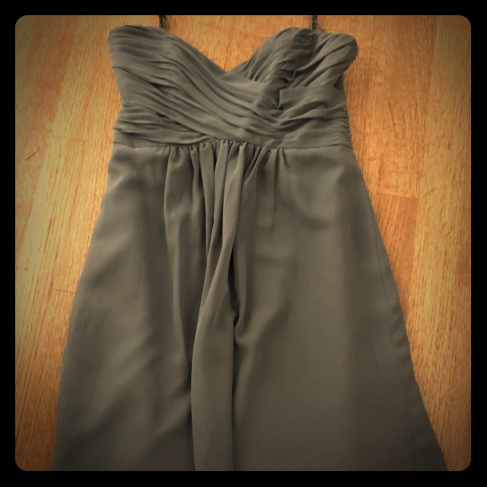 Grey bridesmaids dress strapless