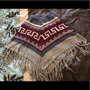 Entro Gray and Maroon Poncho