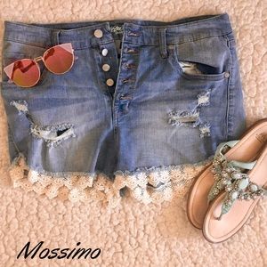 High waisted Jean shorts with lace