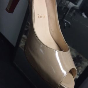 Christian Louboutin mid heal peep toe slingback's Christian Louboutin mid heal peep toe slingback's