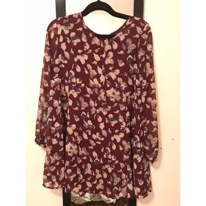 Floral long-sleeve dress with button detailing