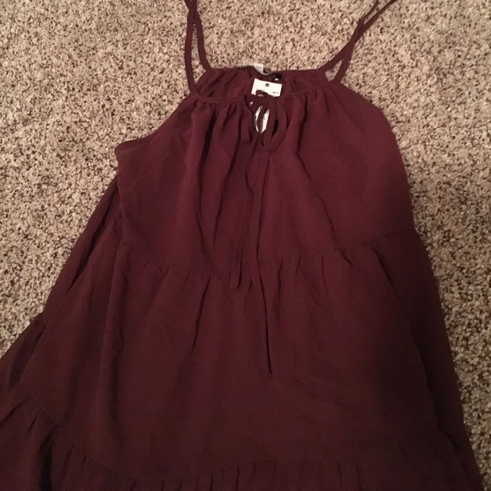 Kendall and Kylie maroon tie dress