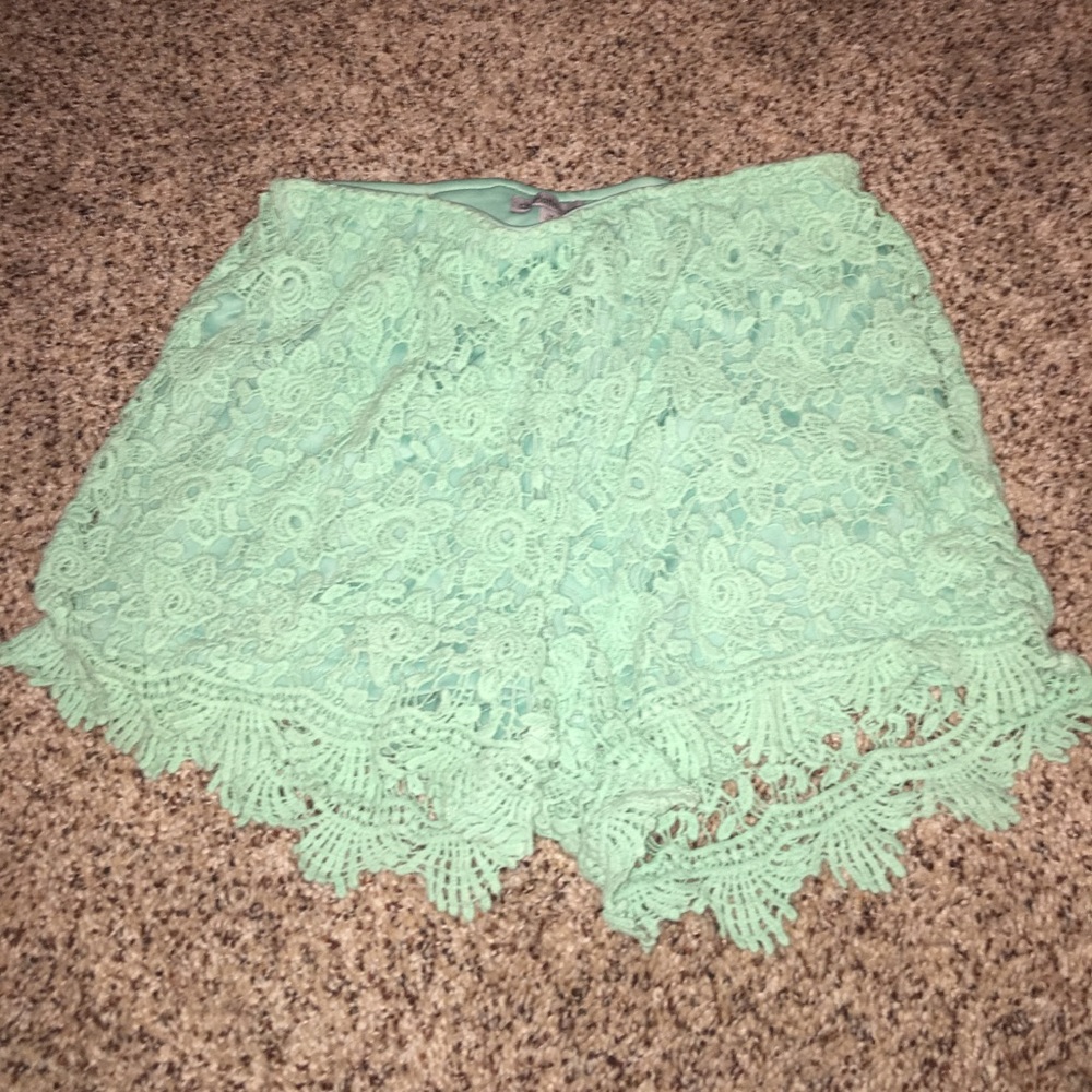 Teal mint lace shorts