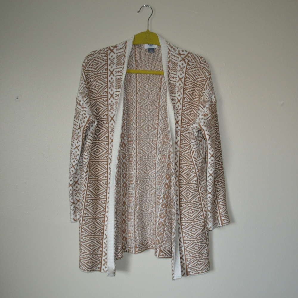 Old Navy Tan & White Cardigan