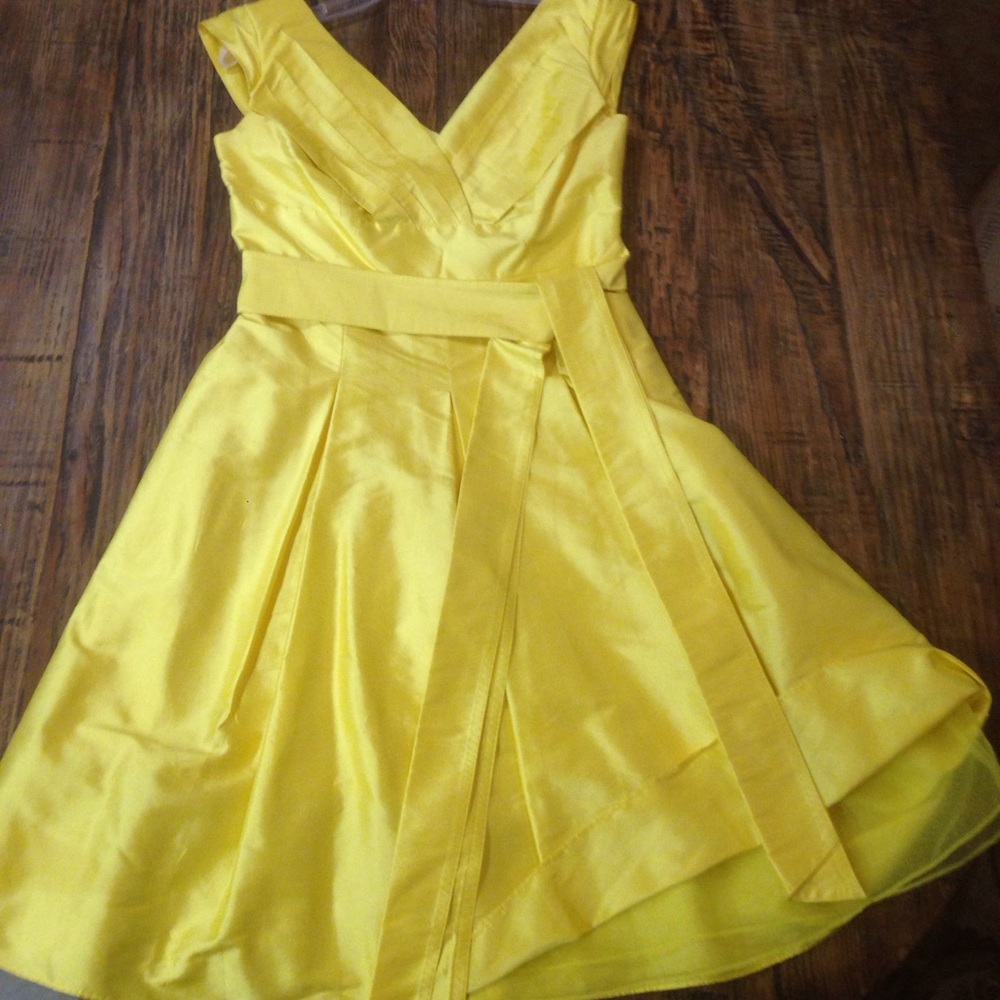 Yellow Tahari silk dress