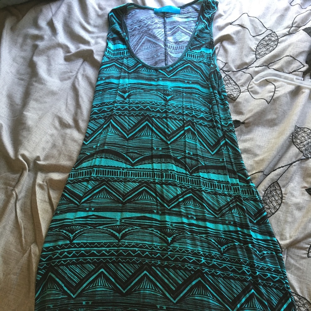 DONATING SOON! green Aztec print high low dress
