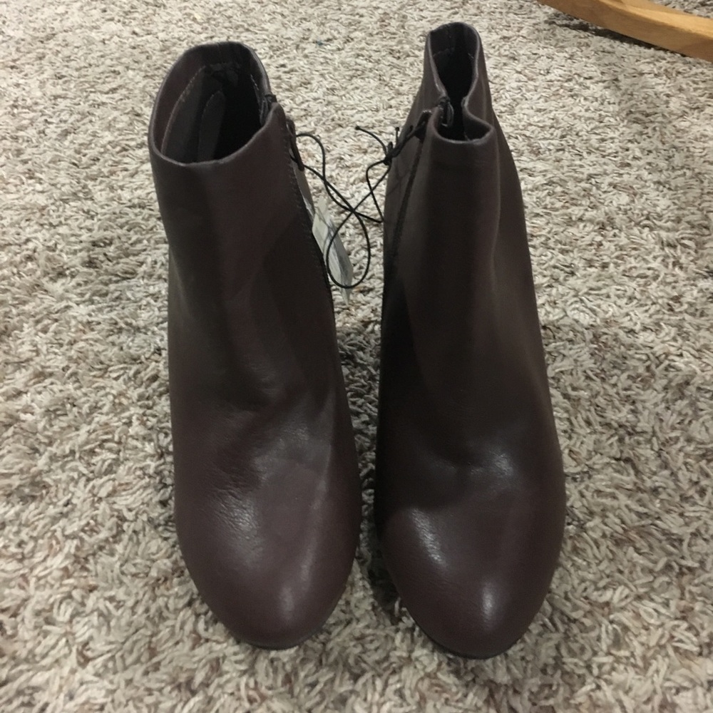 Chocolate Brown Wedge Booties